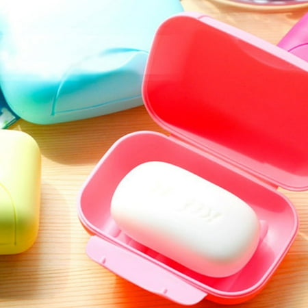 JP/_ Candy Color Bathroom Soap Dish Box Travel Storage Case Holder Container HS